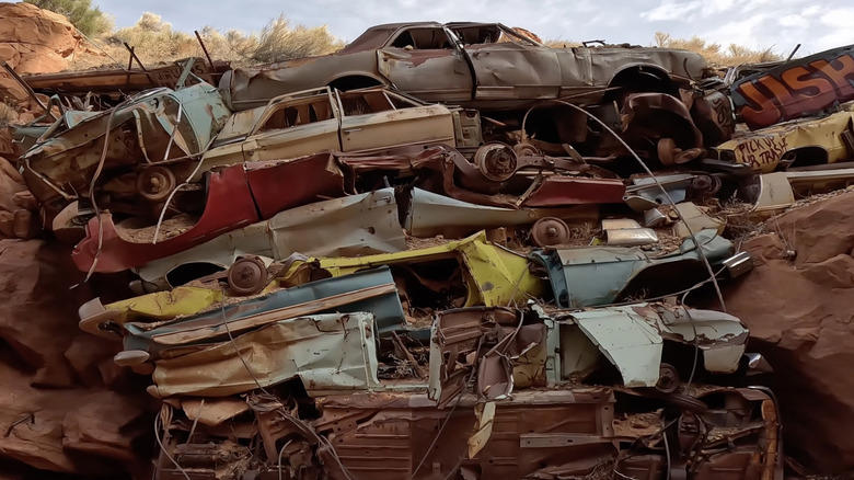 Why there's a wall of junk cars in a Utah canyon