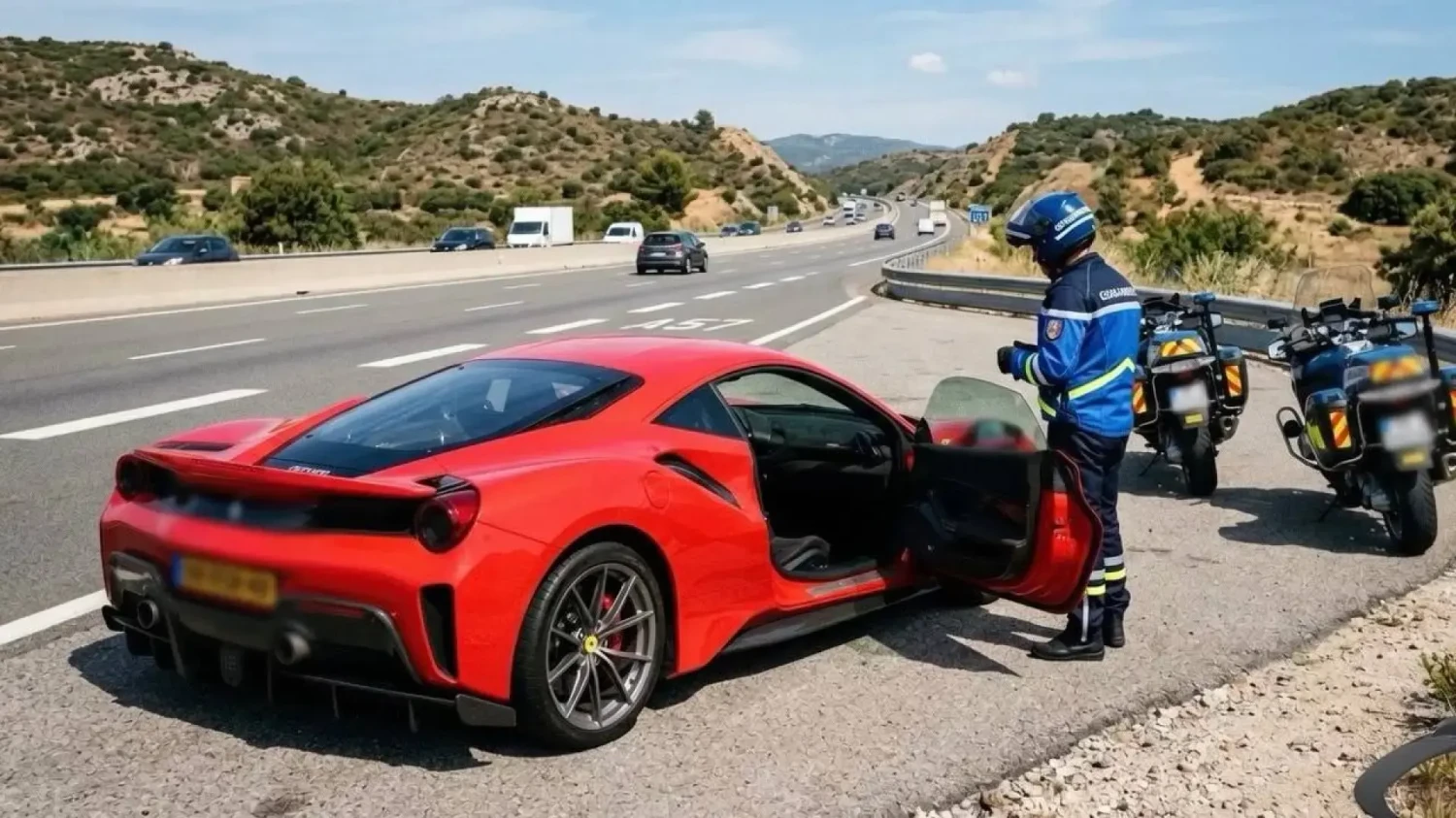 Ferrari, Detenido el conductor, un jubilado adinerado, que circulaba en un Ferrari 256 km/h