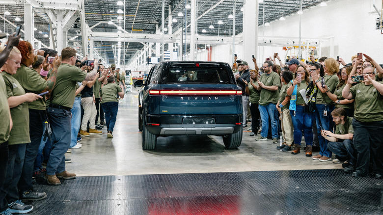 First production Rivian R2 drives off the line just days after a tornado hit the factory