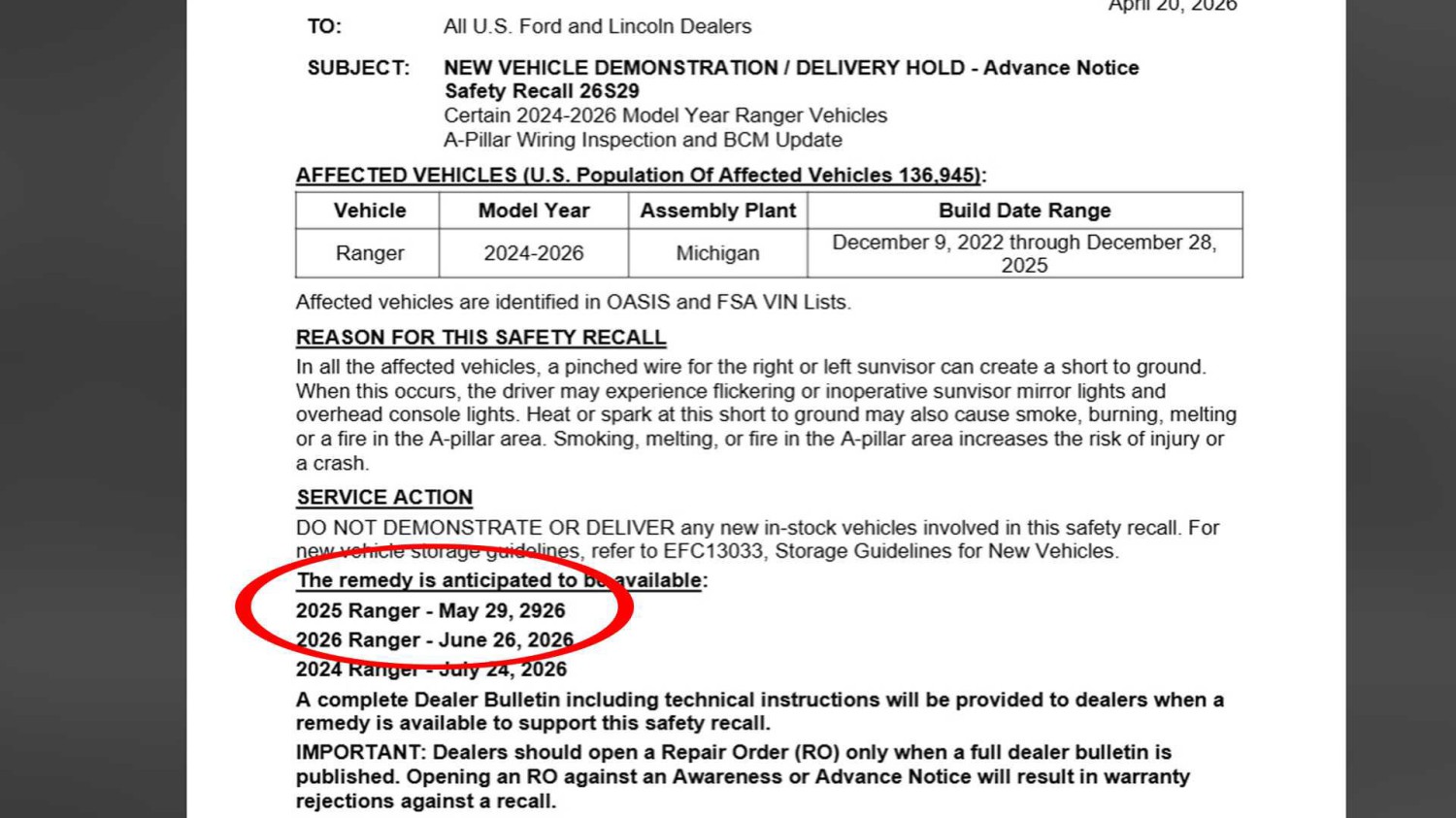 Not even Ford sun visors are immune to safety recalls