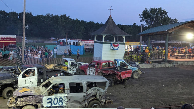 What types of cars are typically used in a demolition derby?