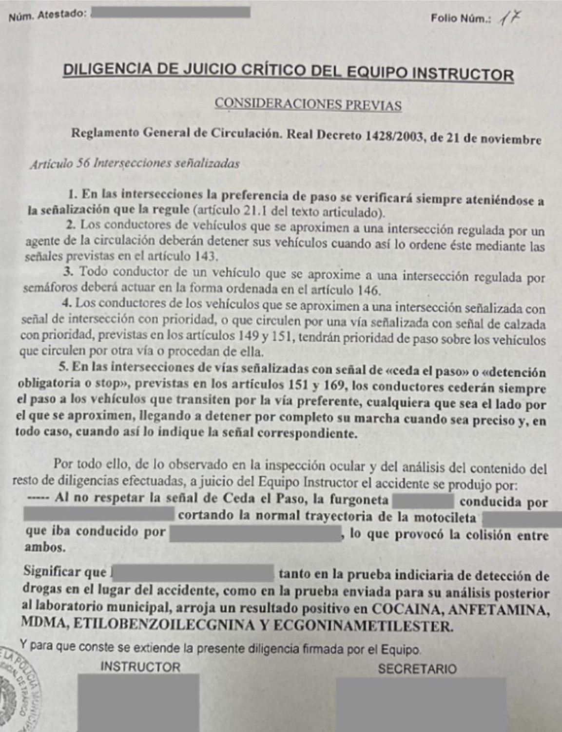 Da positivo en cocaína, se salta un ceda el paso, atropella a una persona y... no pasa nada!