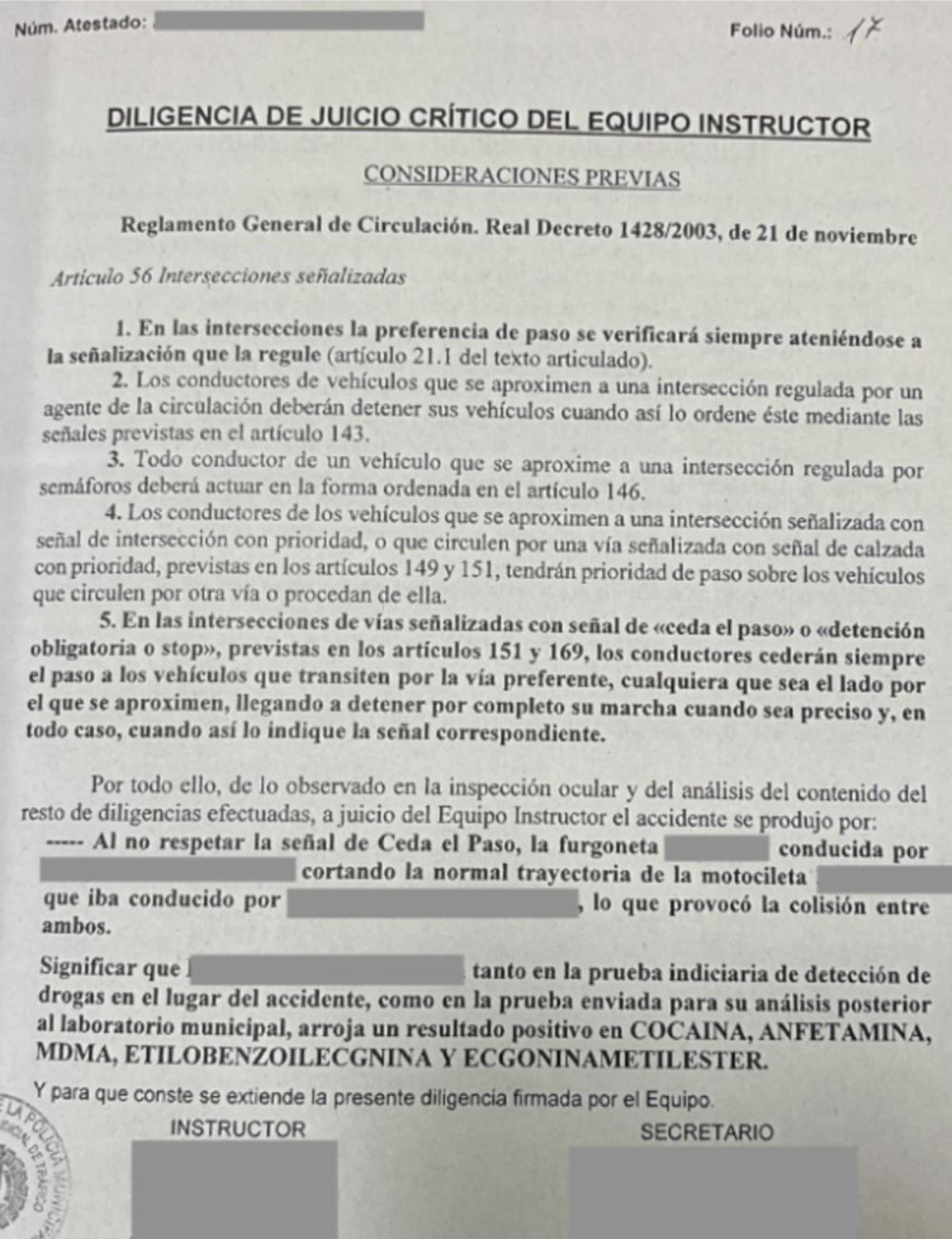 Da positivo en cocaína, se salta un ceda el paso, atropella a una persona y... no pasa nada!