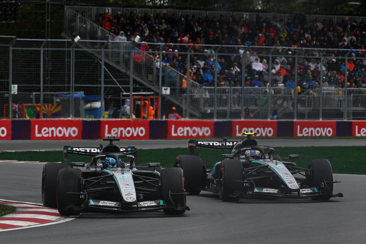 George Russell, dolido tras su batalla con Kimi Antonelli y Mercedes F1 en el GP de Canadá: "No..."