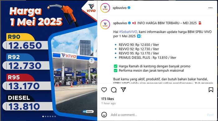 Update Harga BBM Vivo di Indonesia Per Mei 2025, Turun Semua Euy