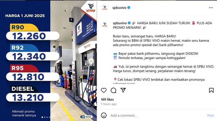 Daftar Harga BBM Vivo Terbaru Per 1 Juni 2025, Semuanya Turun