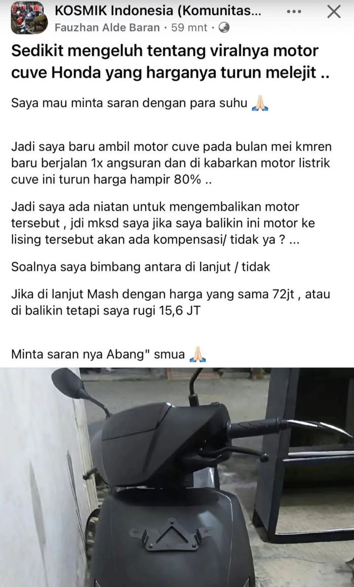 Beli Sebelum Diskon, Konsumen Protes Harga Motor Listrik Honda Turun Drastis