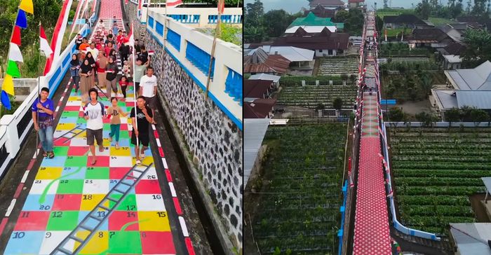 62 Galon Cat Dipakai Warga Lukis Jalanan Jelang HUT Kemerdekaan RI, Hasilnya Ajib