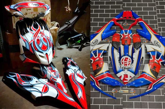 Tren Airbrush Motor Pakai Motif Helm, Berapa Ongkos Ngecatnya?