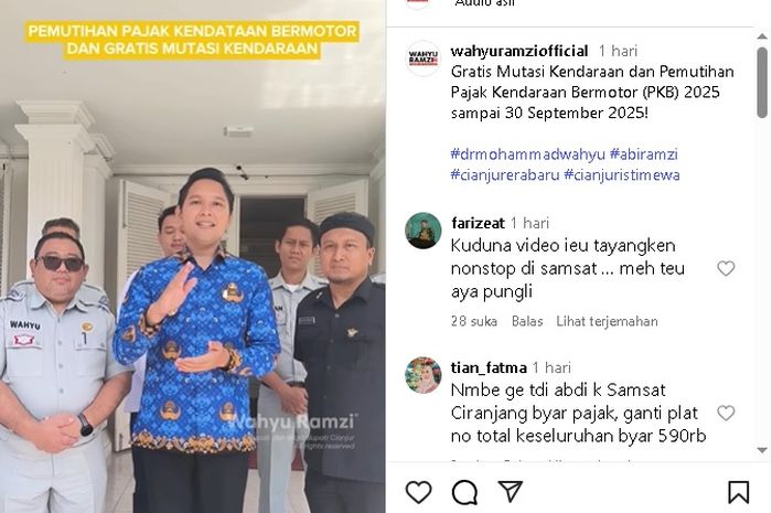 Rugi Kalau Kelewat, Bupati Cianjur Gelar Mutasi Gratis dan Pemutihan Pajak