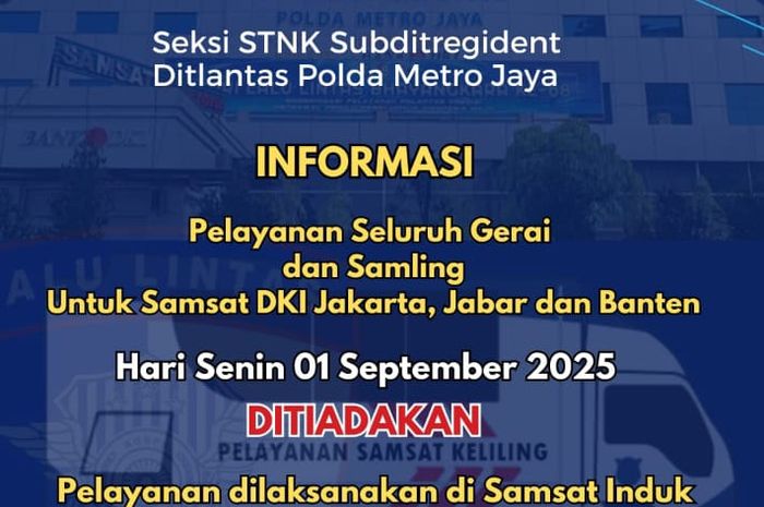 Samsat Tak Beroperasi Hari Ini, Bayar Pajak Masih Bisa Dilakukan dari Rumah