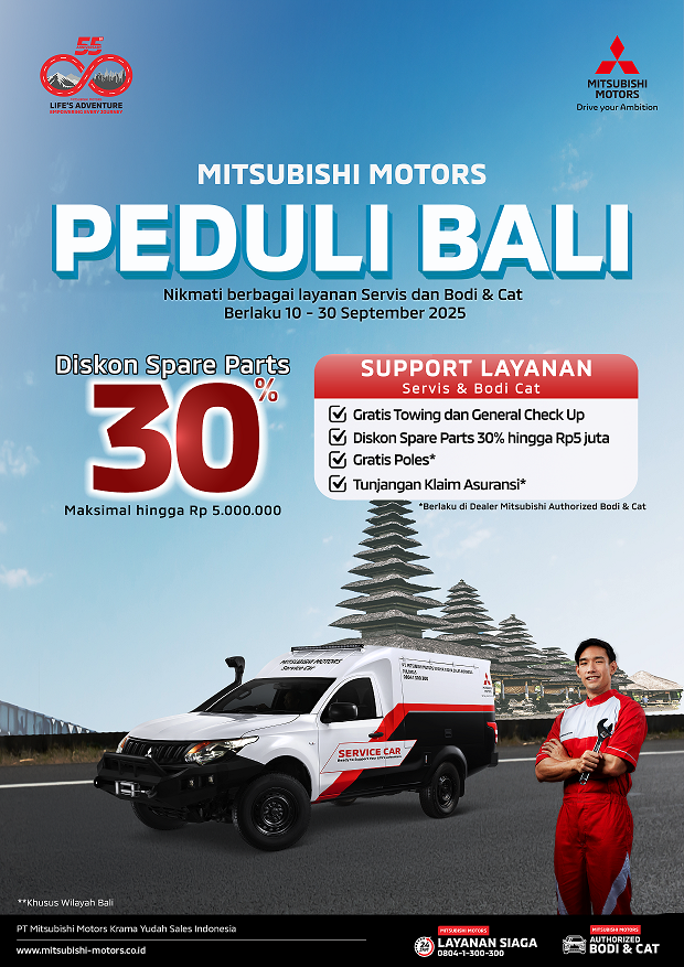 Mitsubishi Peduli Banjir Bali, Harga Servis, Oli Sampai Onderdil di Pulau Dewata Diskon Rp 5 Juta