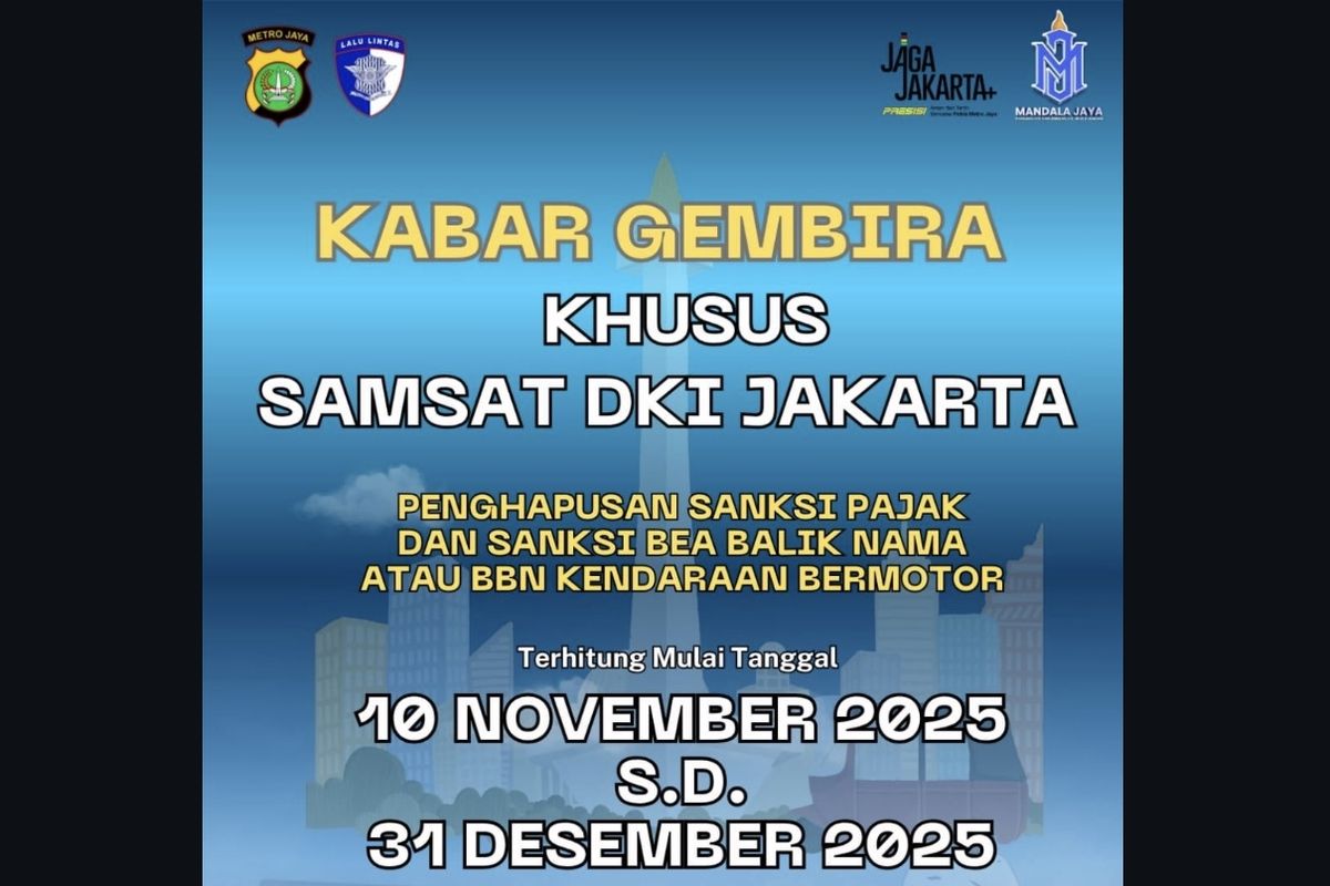 Habis Gajian Lunasi Tunggakan Pajak Kendaraan, Khusus di Jakarta Denda Dihapus Sampai Akhir 2025