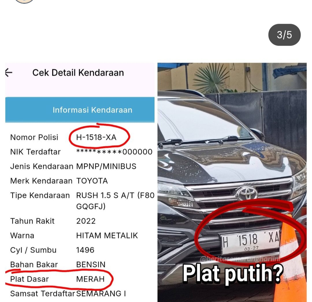 Pelat Merah Ganti Kostum, Mobil Dinas Ketahuan Ngaspal Pakai Plat Pribadi