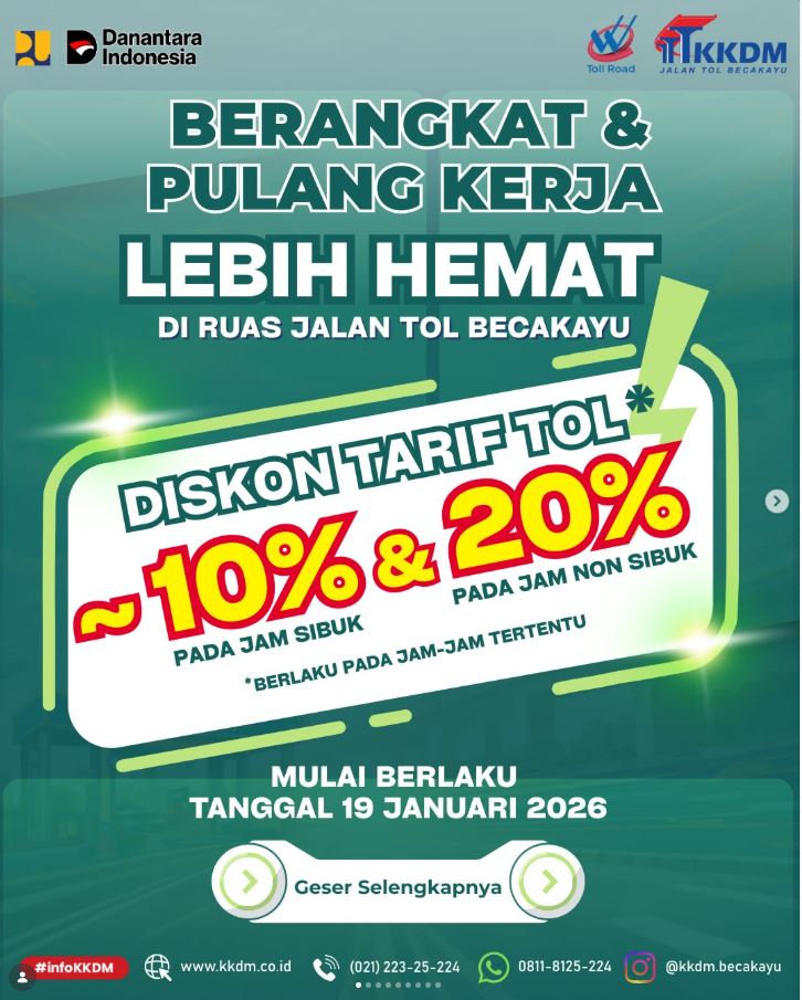 Bikin Semringah, Tarif Tol Becakayu Diskon 10-20 Persen di Jam-jam Tertentu