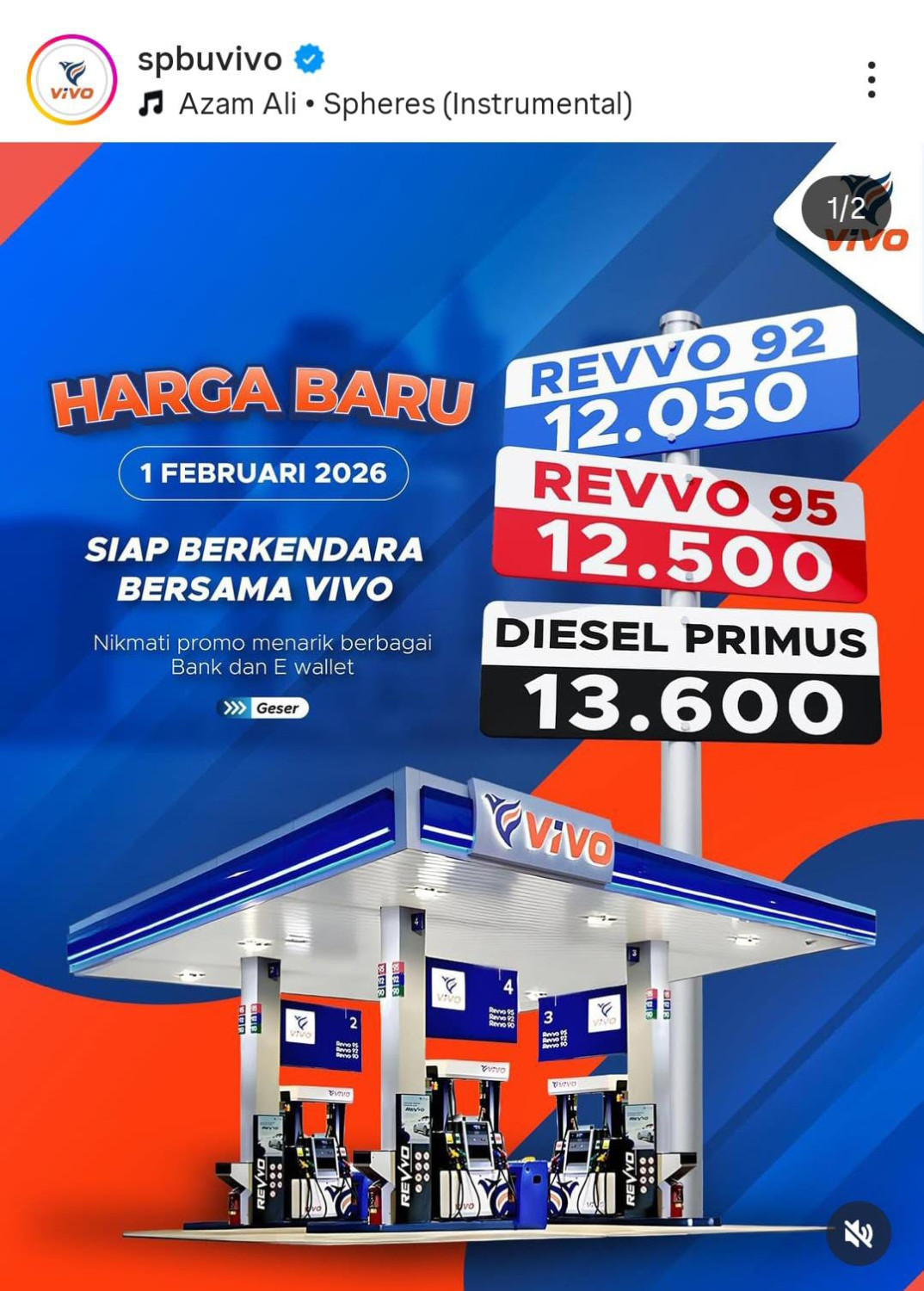 Update Harga Bensin Vivo per 1 Februari 2026, Turun Hingga Rp 650