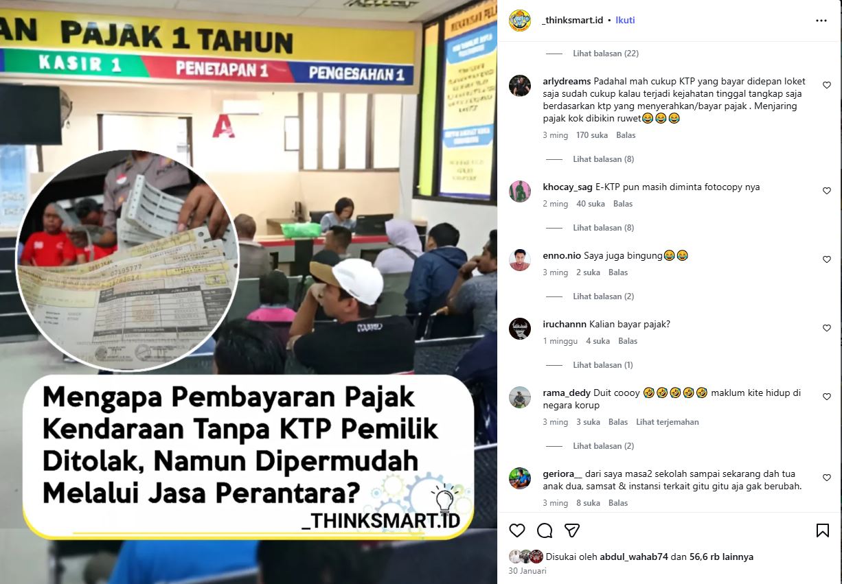 Anomali Bayar Pajak Kendaraan di Indonesia, Tanpa KTP Ditolak Tapi Lewat Calo Bisa Mulus