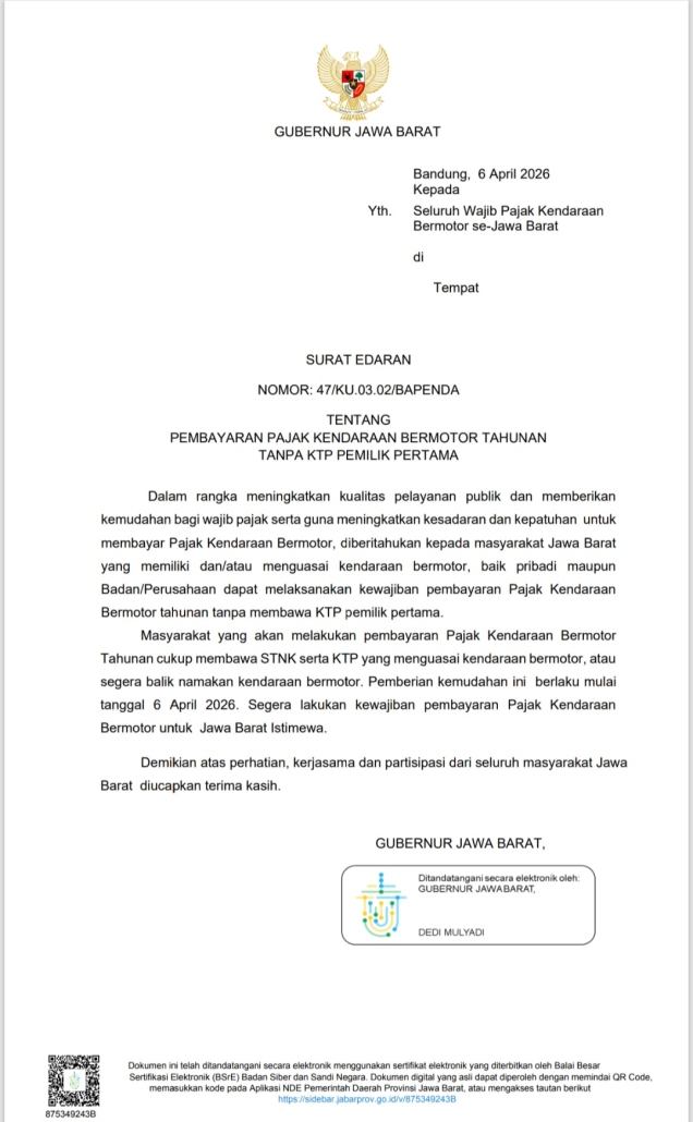 Terobosan Dedi Mulyadi Nular, Kebijakan Perpanjang STNK Tanpa KTP Pemilik Berlaku di Seluruh Indonesia