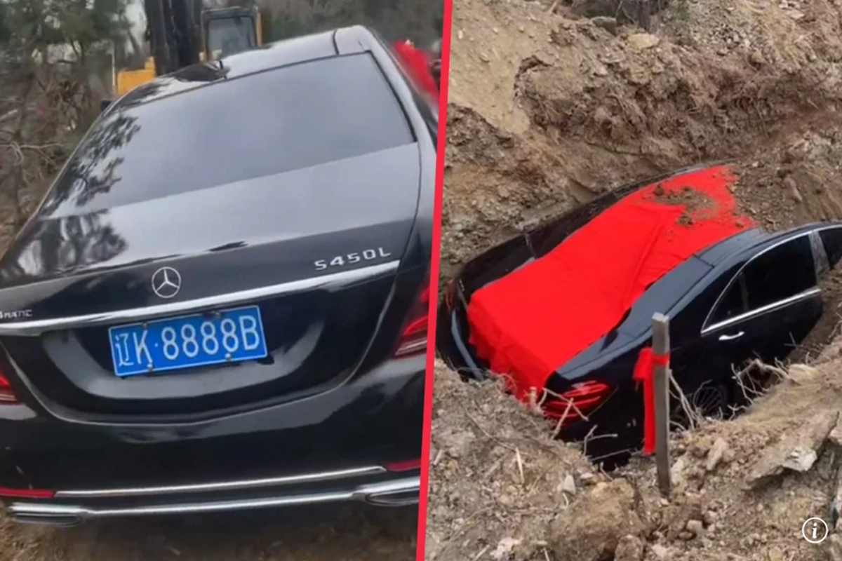 Pemakaman Fantastis, Mercedes-Benz S450L Berharga Miliaran Dikubur Bersama Pemilik