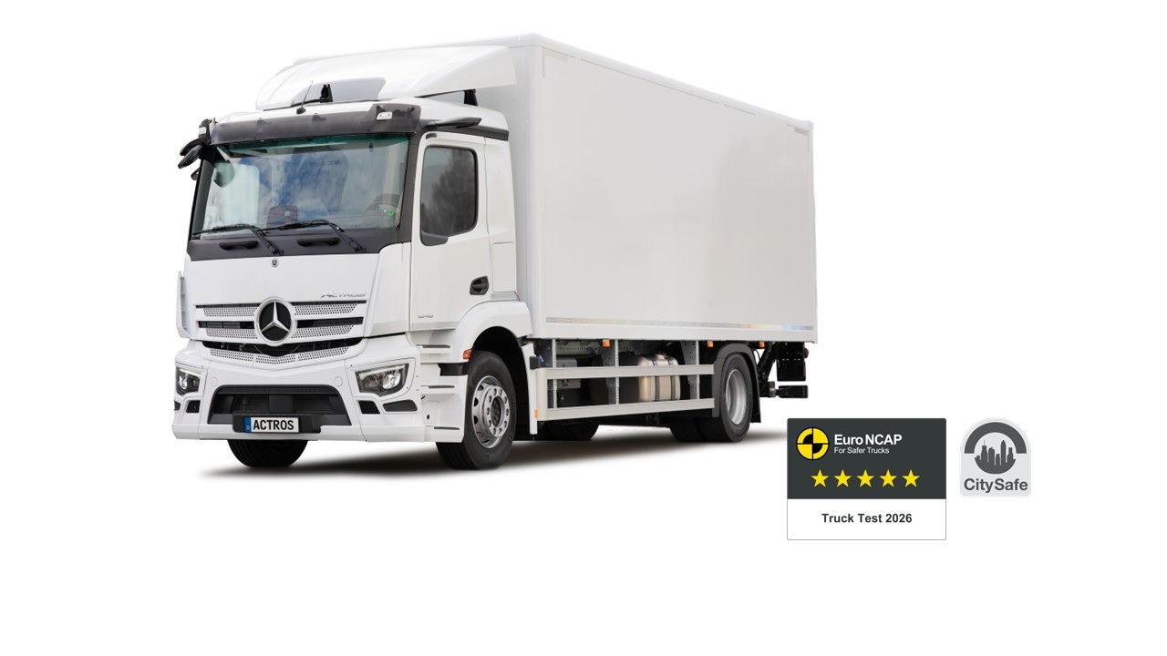 Lkw-Sicherheit 2026: Mercedes Actros überzeugt im Euro-NCAP-Test mit fünf Sternen