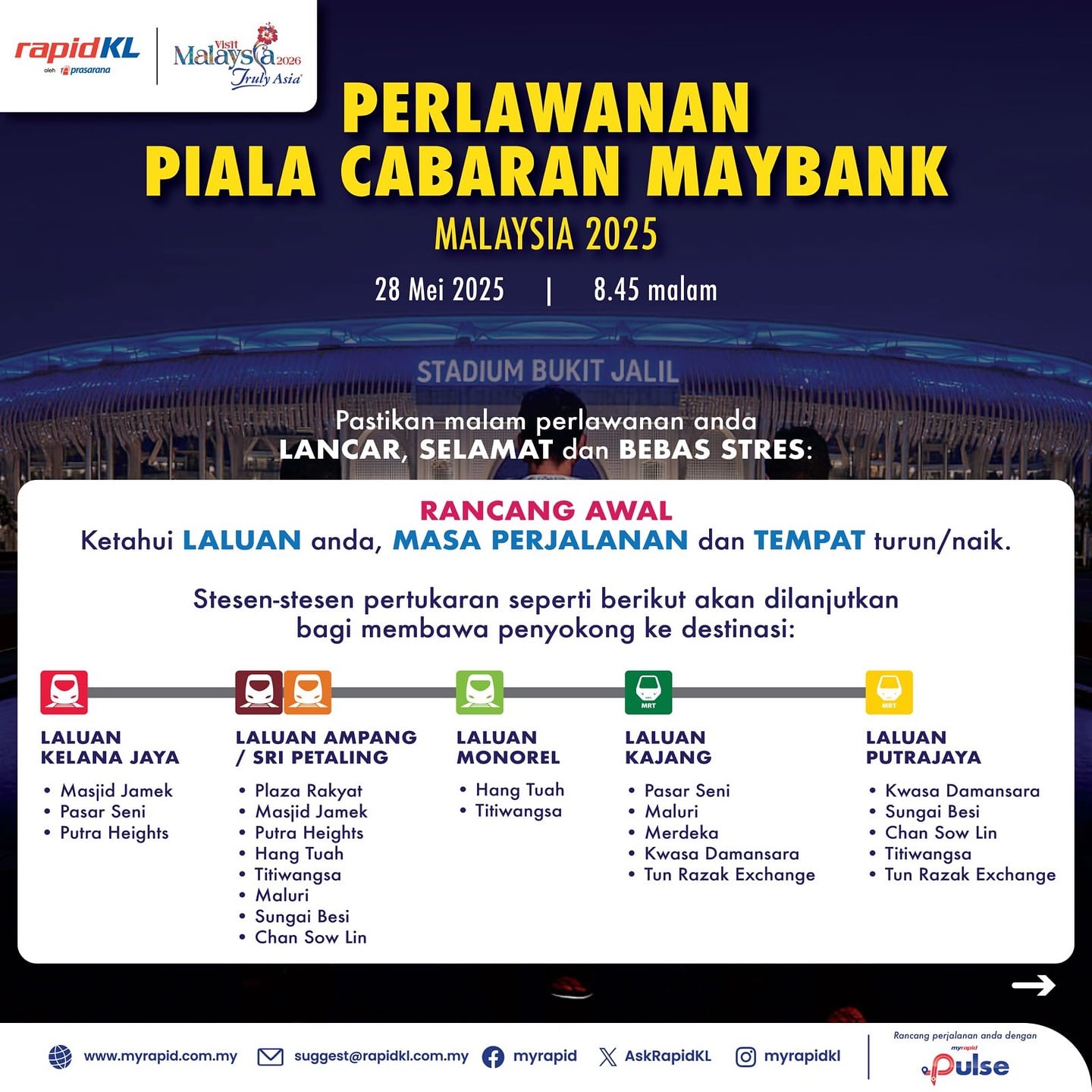 Manchester United vs ASEAN All-Stars, May 28 – LRT Bukit Jalil operations extended to 12.30 am tonight
