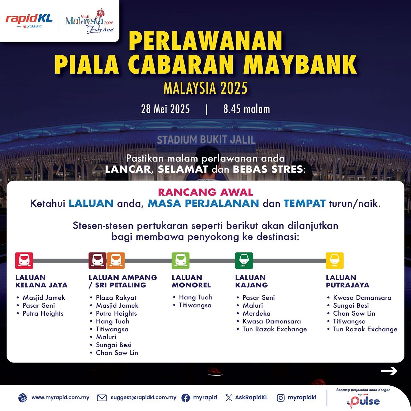 Manchester United vs ASEAN All-Stars, May 28 – LRT Bukit Jalil operations extended to 12.30 am tonight