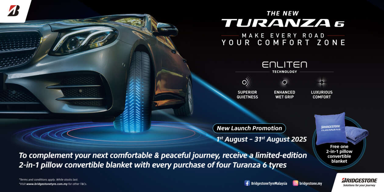 Bridgestone Turanza 6 launched in Malaysia – flagship touring tyre improves on T005A, suitable for EVs too