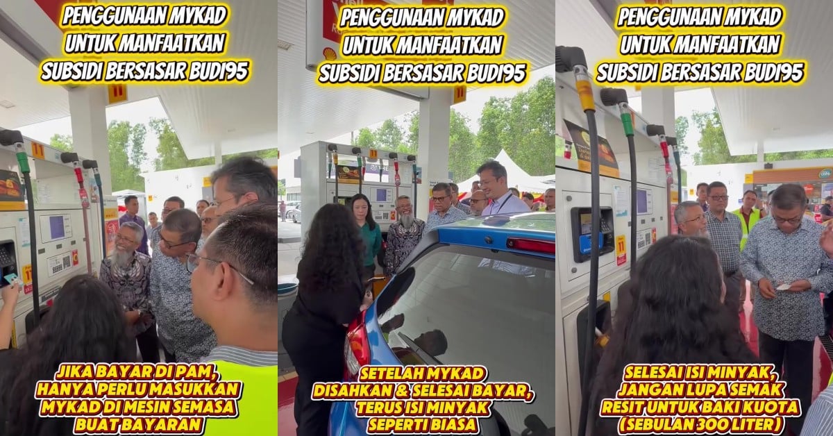 Home minister visits petrol station to see MyKad verification being used for RM1.99 subsidised RON95