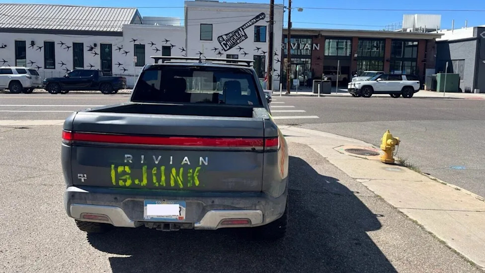 Frustrated Rivian R1T Owner Spray-Paints Truck, Launches “Rivian Is Junk” Protest Website