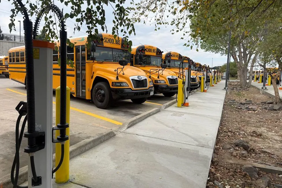Colorado's largest electric school bus fleet gets 26-plug charging hub