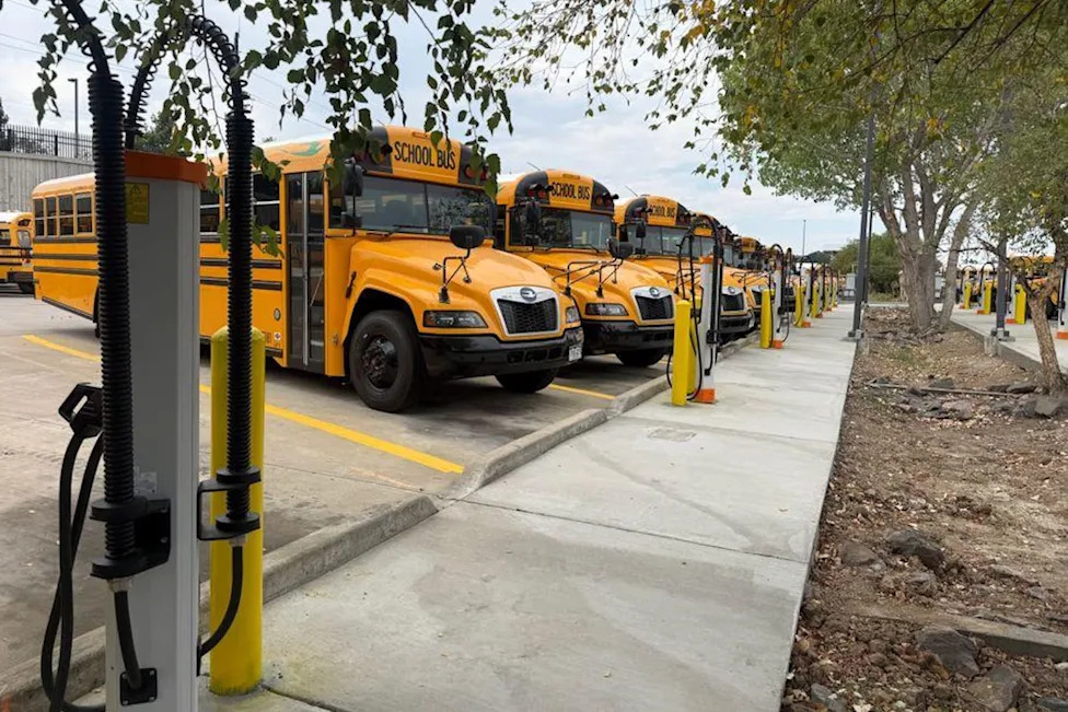 Colorado's largest electric school bus fleet gets 26-plug charging hub