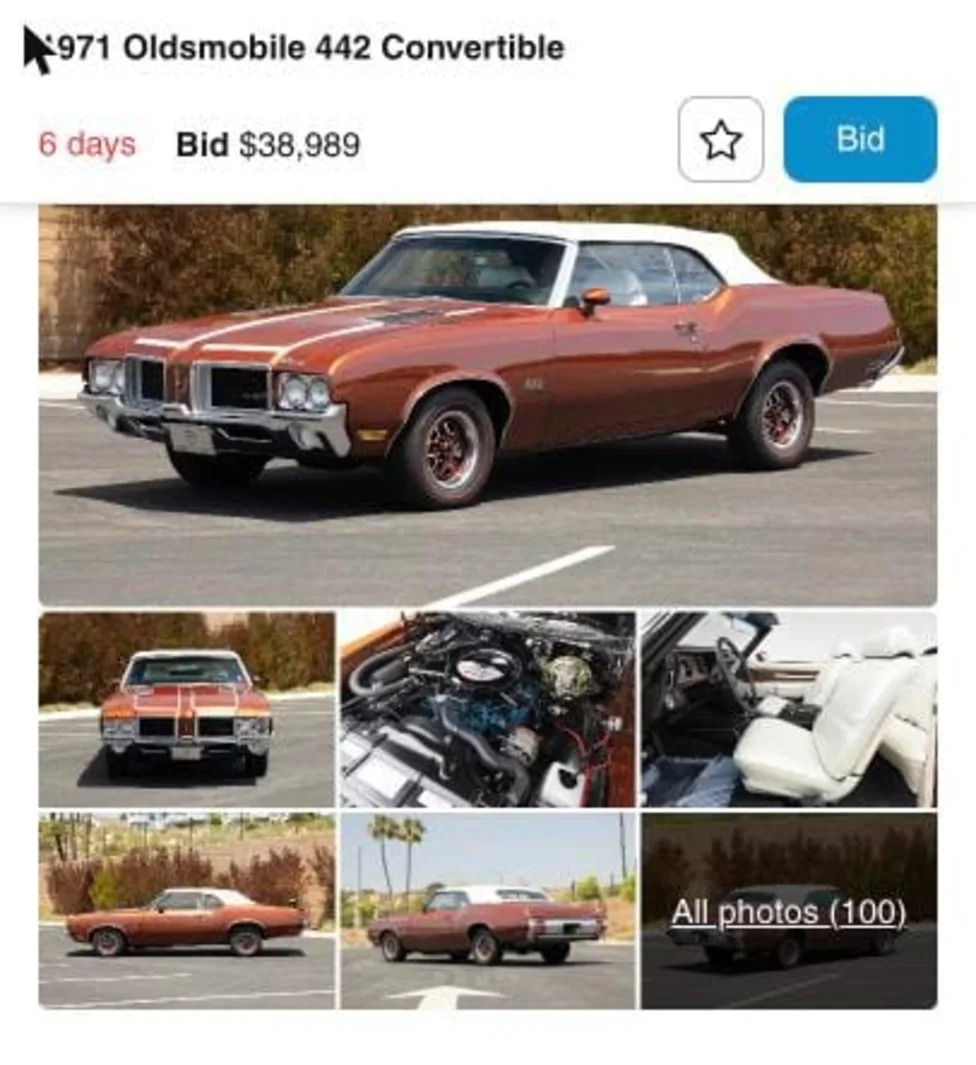 Oldsmobile, Numbers-Matching 1971 Oldsmobile 442 Convertible Chases Bids on Hagerty Marketplace