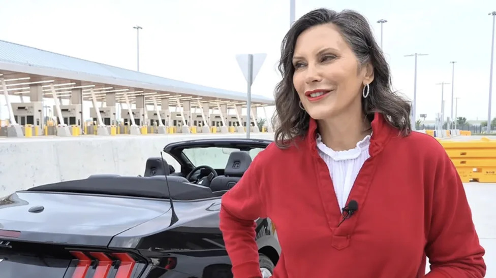 'That Woman From Michigan' Takes Victory Lap Across The Gordie Howe Bridge In A Ford Mustang Convertible
