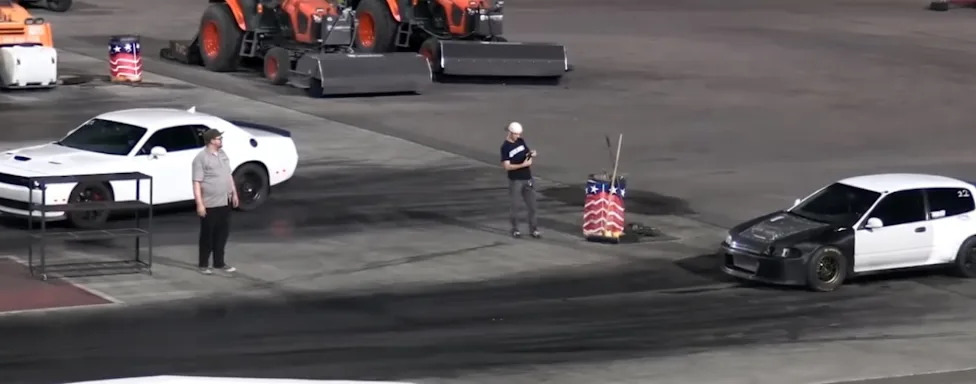 This Is What Happens if You Challenge a Dodge Hellcat to a Drag Race in a Honda Civic