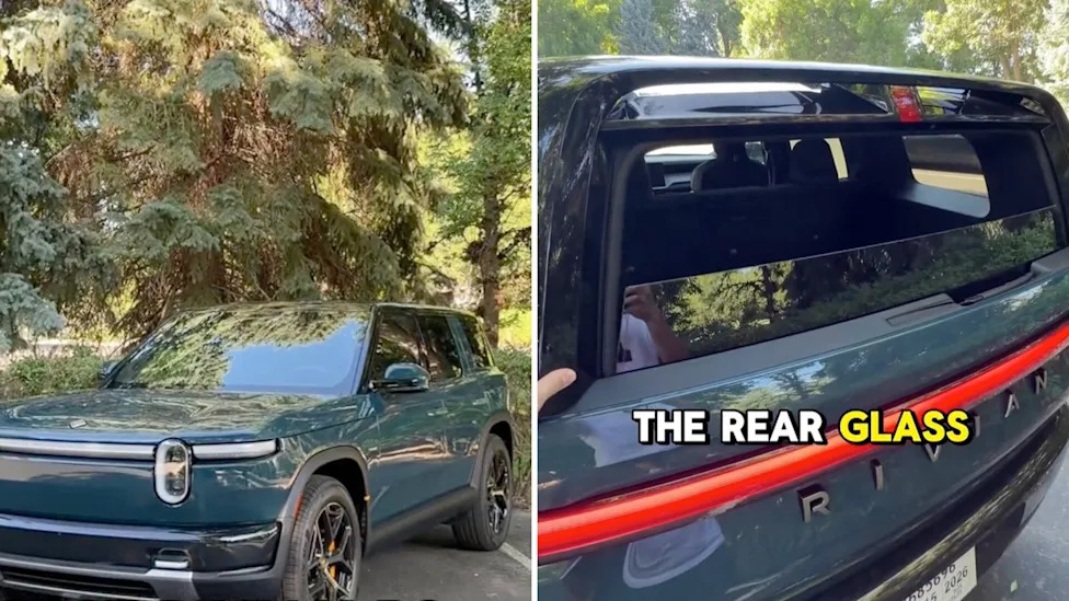 Rivian, Tesla, Rivian's R2 packs a Tesla charge port, a drop-down rear-window glass, and two glove boxes