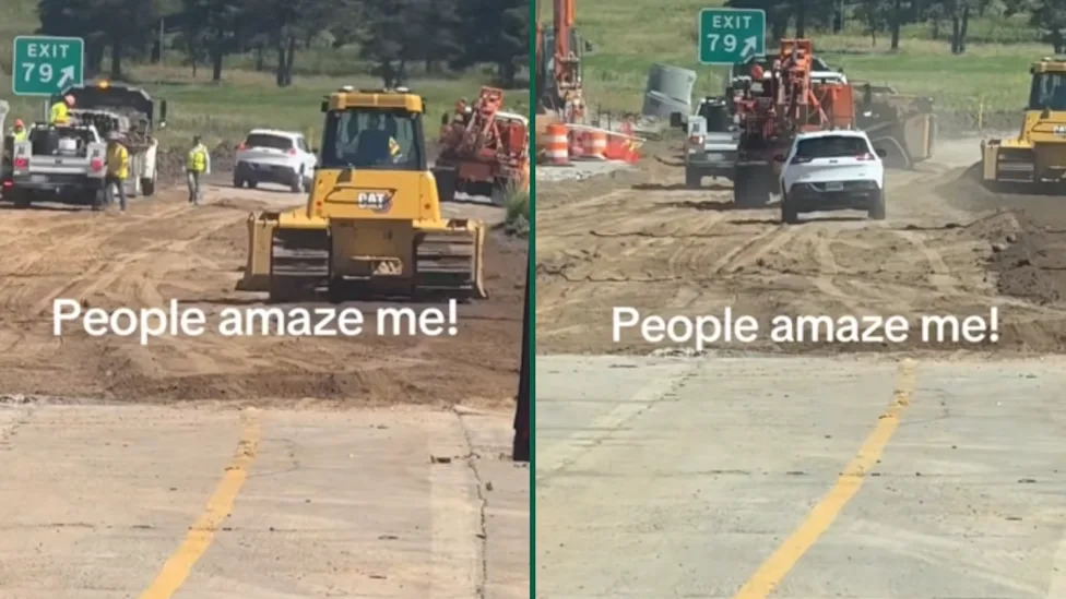Viral Video Shows Driver Ignoring Closed Ramp Sign, Casually Driving Through Highway Construction Zone
