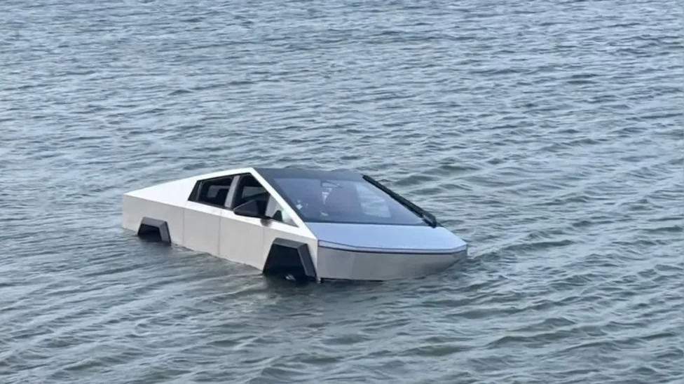Cybertruck Driver's 'Wade Mode' Test Gets Him Stuck In A Lake – And In Jail