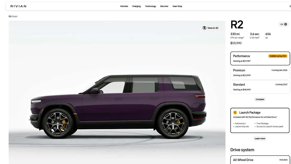 The Rivian R2 Configurator Is Live. But You'll Have To Wait Until 2027 For The Best Color