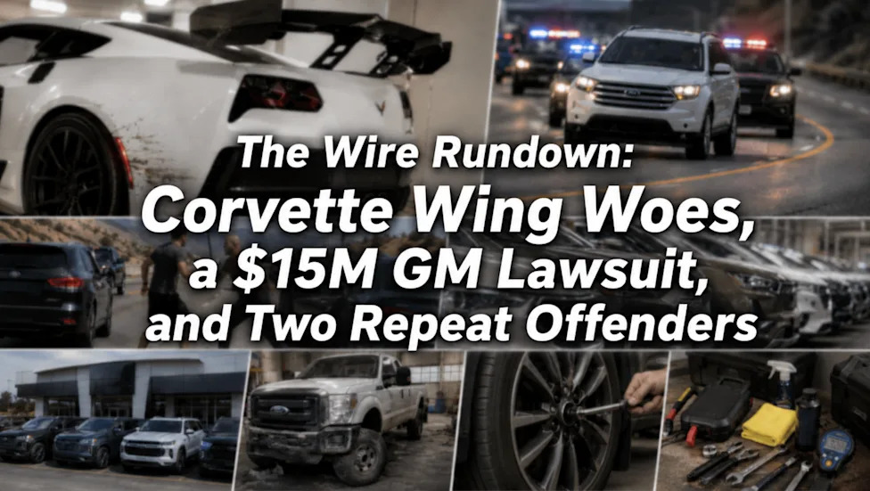 GM, The Wire Rundown: Corvette Wing Woes, a $15M GM Lawsuit, and Two Repeat Offenders