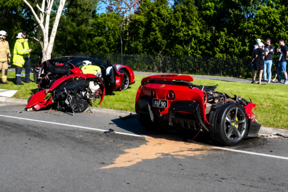 Ferrari, Australian Property Developer Walks Away Unharmed After $1M Ferrari SF90 Splits in Half on the Gold Coast