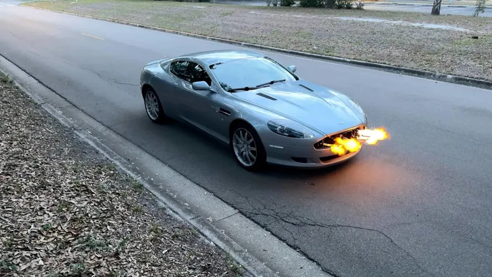 This Aston Martin DB9 Swaps Its V12 for an LS3 V8 and Actual Flame Throwers
