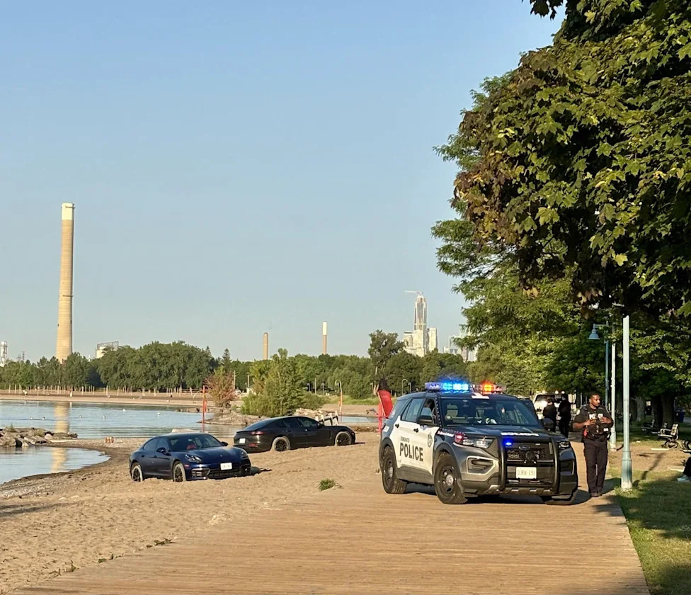 Porsche, Whoops: 2 Porsche Panameras Wind Up Stranded Together on a Canadian Beach, Far from Any Road