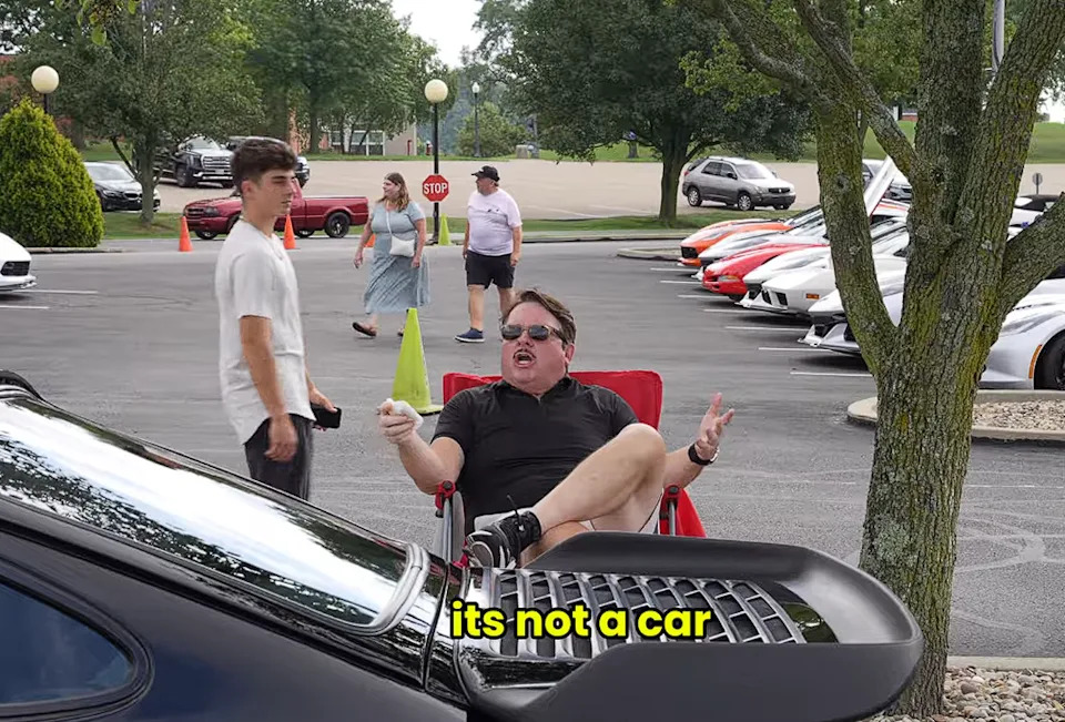 YouTuber Brings a Drivable Couch to a Car Meet, Instantly Enrages Porsche Owner
