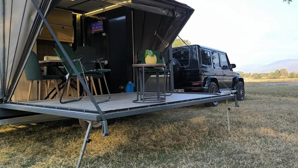 This Compact Camper Opens Like an Accordion and Turns Into a Tiny Off-Grid Cabin