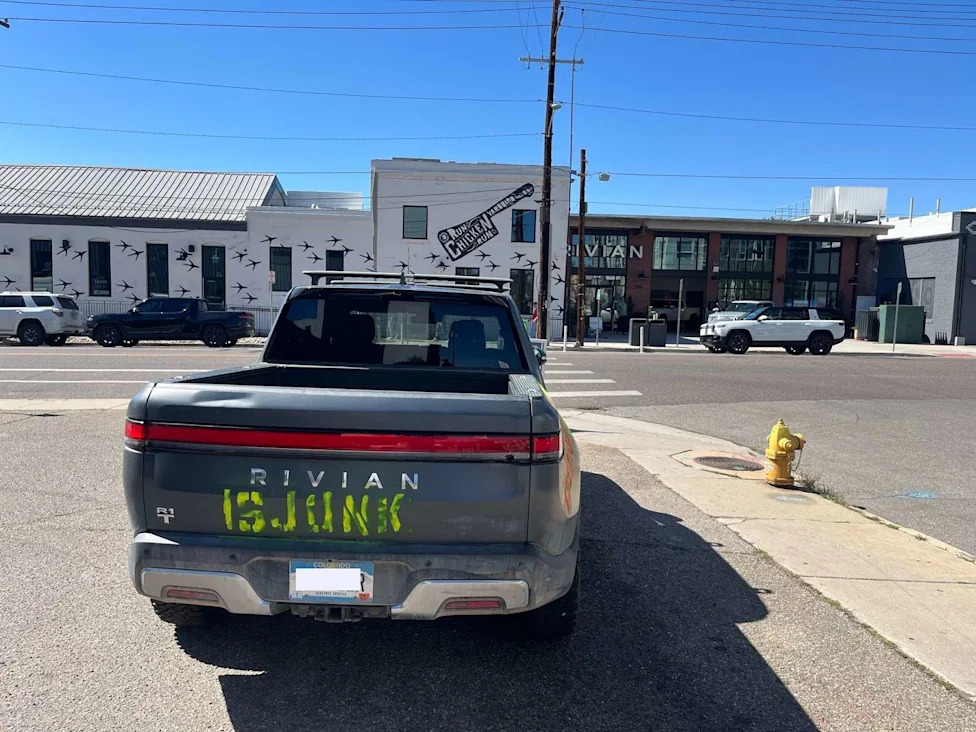 Rivian, Furious Rivian Owner Spray-Painted 
