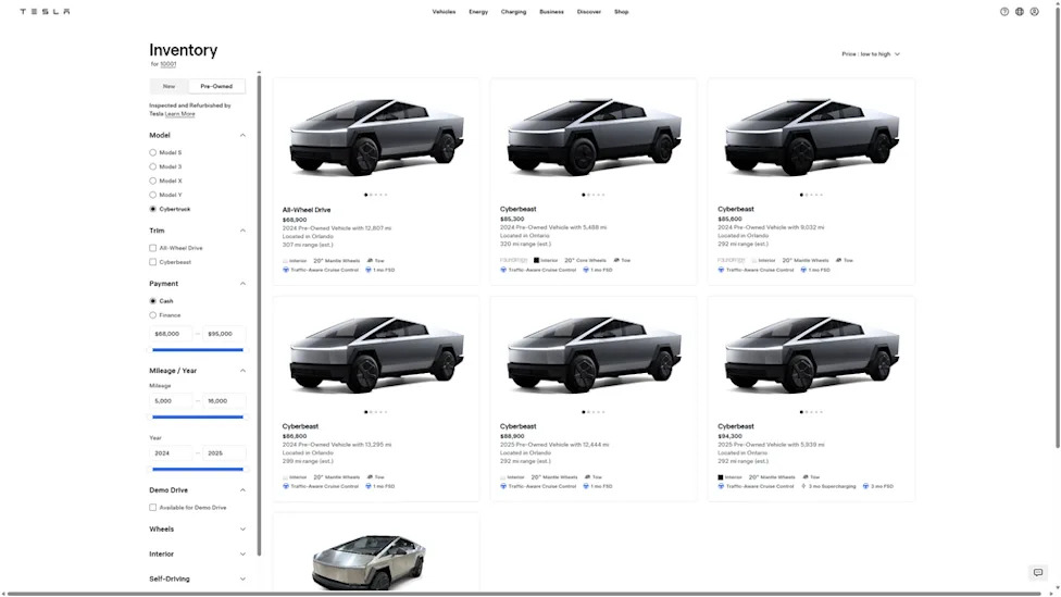 Tesla Is Selling Discounted Used Cybertrucks Now