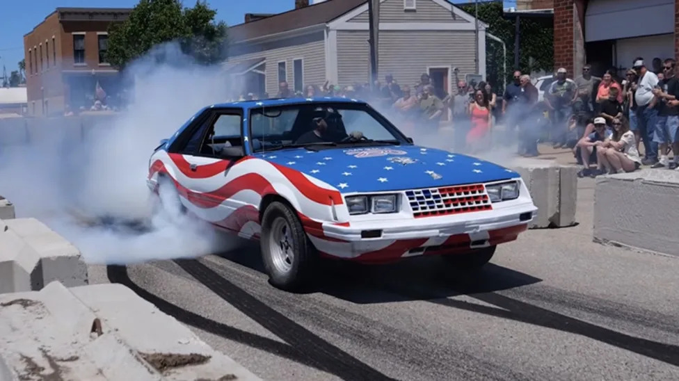 What's More American Than A Fox Body Mustang Painted Like A Flag Doing Burnouts