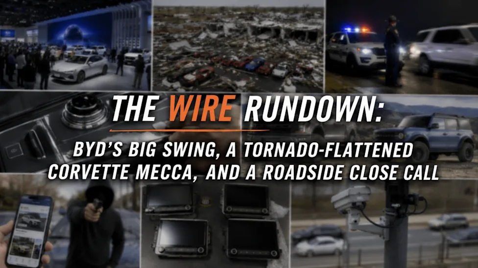 BYD, The Wire Rundown: BYD’s Big Swing, a Tornado-Flattened Corvette Mecca, and a Roadside Close Call