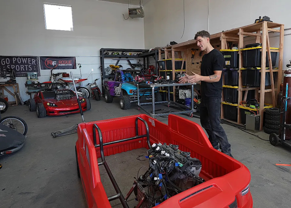 YouTubers Stuff a 200-HP Hayabusa Engine Into a Plastic Truck: From Toddler Bed to Death Trap