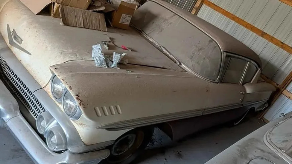 Chevrolet, Dust-Caked 1958 Chevrolet Biscayne Sits in Storage as a Possible Survivor With a Mystery Engine